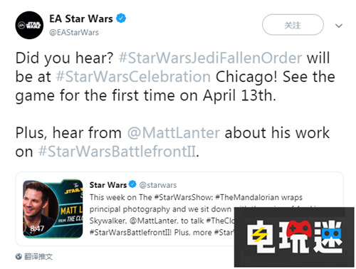EA宣布将与4月中公开《星球大战：堕落秩序》情报 星球大战 星球大战：堕落秩序 重生工作室 EA 电玩迷资讯  第1张