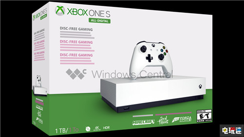 XboxOneS全数字版包装曝光无光驱内含3款大作 盗贼之海 极限竞速地平线3 我的世界 XboxOneS Xbox One 微软 Xbox 微软XBOX  第1张