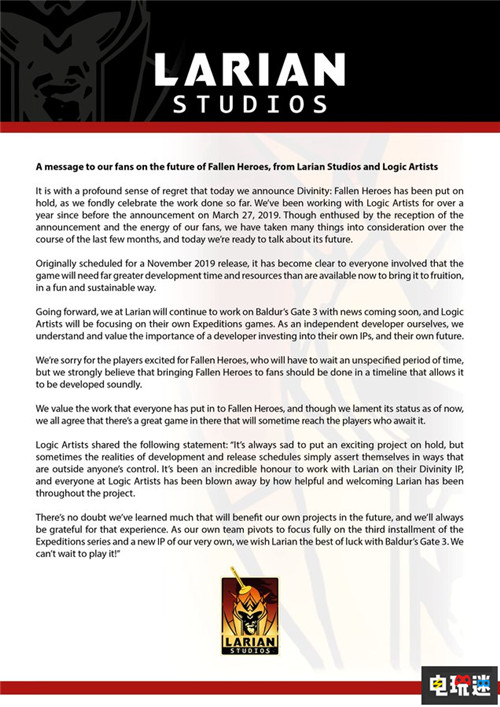 拉瑞安宣布《神界：英雄再临》停止开发 全力《博德之门3》 电玩迷资讯 第2张