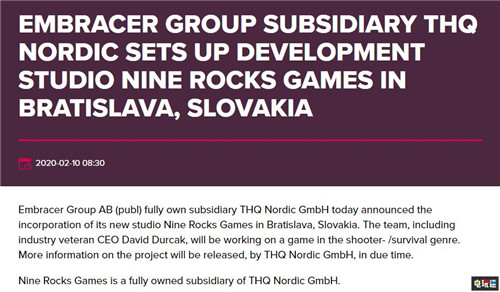 THQ Nordic成立斯洛伐克工作室 《DayZ》负责人领衔 DayZ 九岩工作室 THQ Nordic 电玩迷资讯  第2张