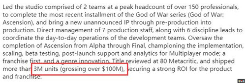 《战神：升天》PS3版销量破300万 销售额达1亿美元 圣莫尼卡 PS3 战神：升天 索尼PS  第2张