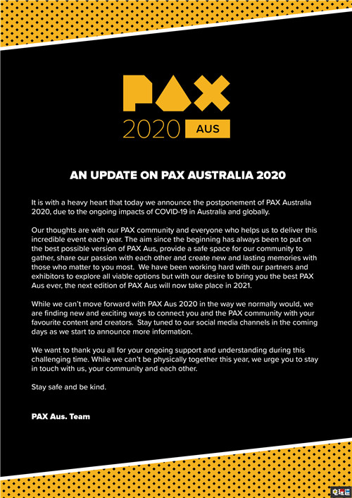 PAX澳大利亚2020游戏展宣布取消 PAX East 游戏展 PAX澳大利亚2020 电玩迷资讯  第2张