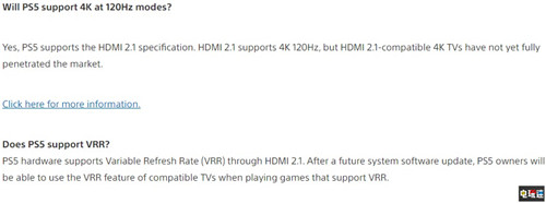 索尼官方确认PS5将在未来支持可变刷新率 可变刷新率 HDMI2.1 PS5 索尼PS  第2张