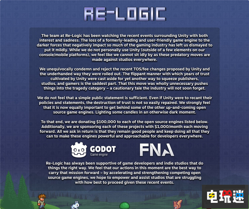 《泰拉瑞亚》开发商赞助Gobot与FNA两款开源游戏引擎 来反对Unity 游戏引擎 Unity FNA Gobot 泰拉瑞亚 电玩迷资讯  第2张
